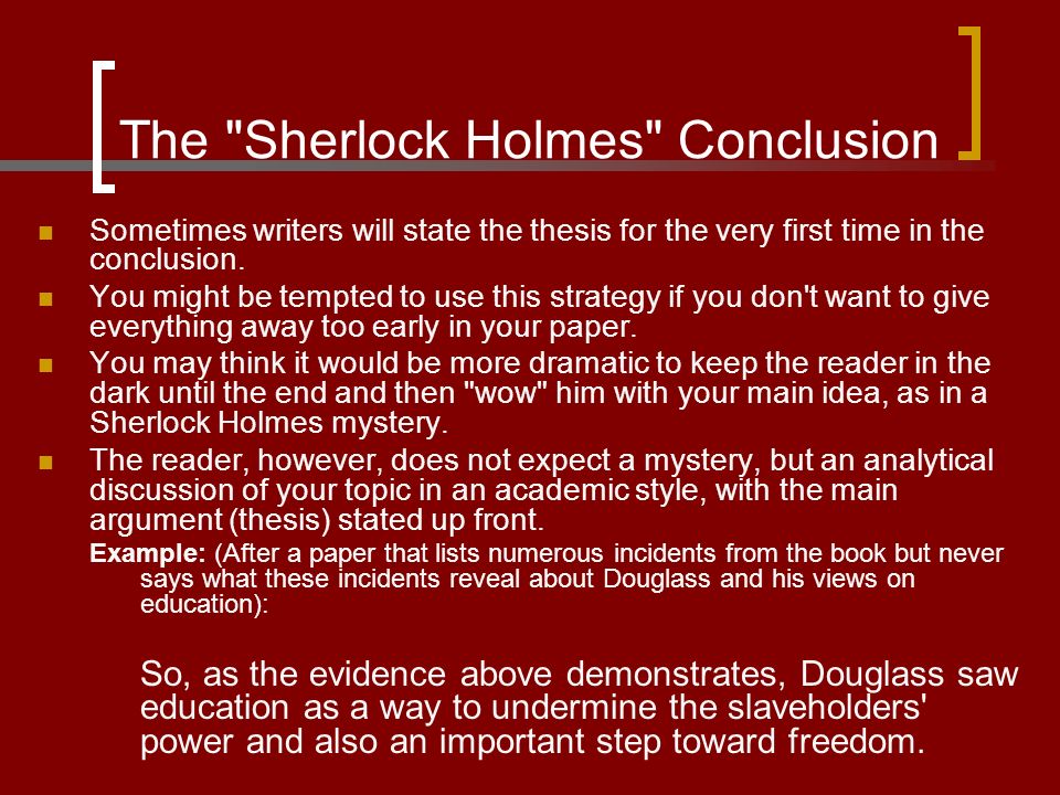 Custom Sherlock Holmes Argumentative Essay
